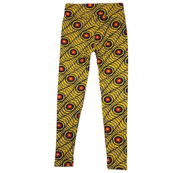 Lularoe Printed Leggings Yellow Multi Color One Size 2-10 - Picture 5 of 8